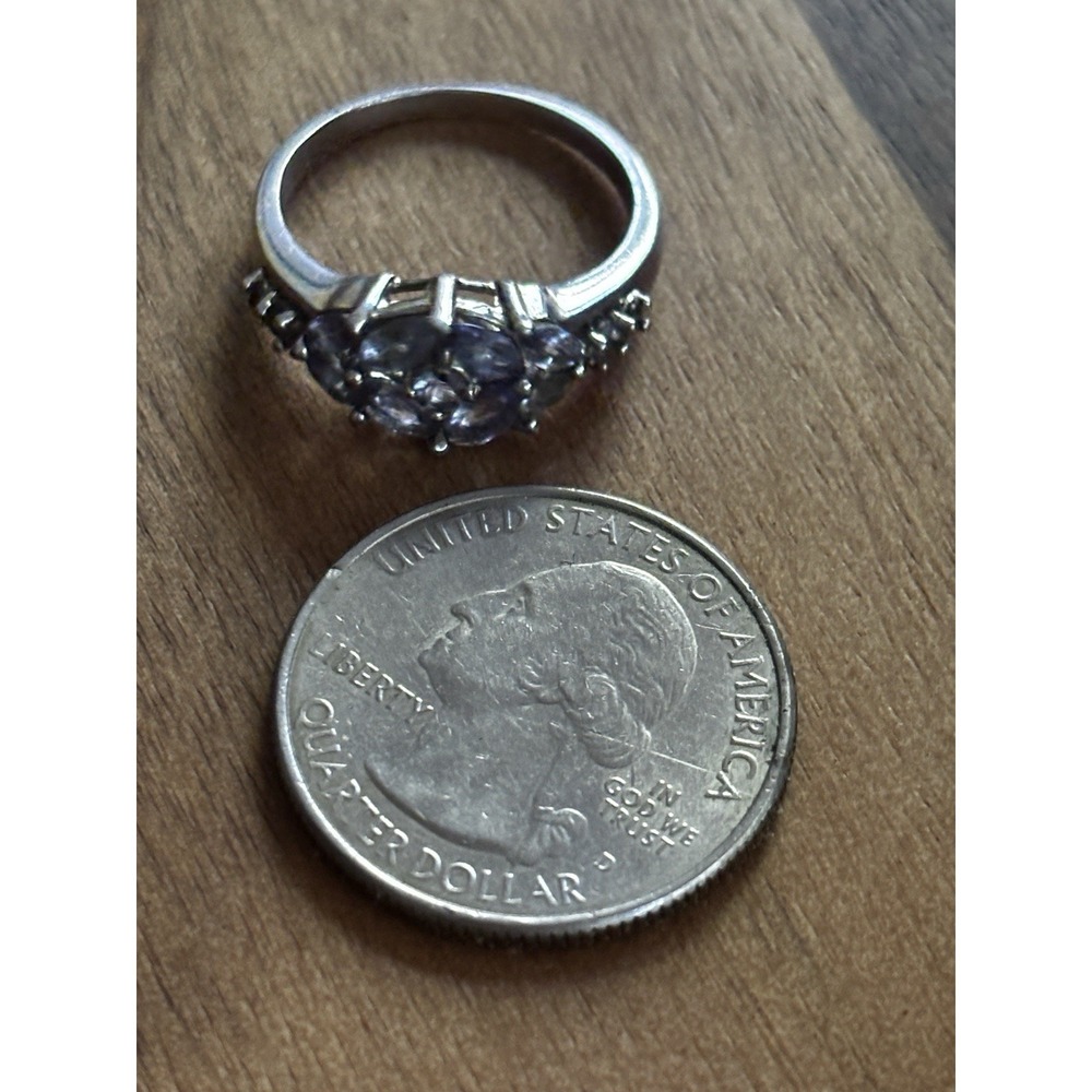 STAUER 925 STERLING SILVER NATURAL TANZANITE FLOWER CLUSTER RING Size 7.25 - Picture 9 of 14